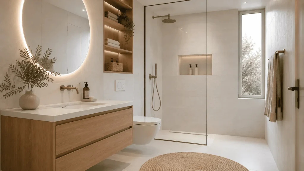 Kleine Badezimmer Ideen 2 Farben und Materialien