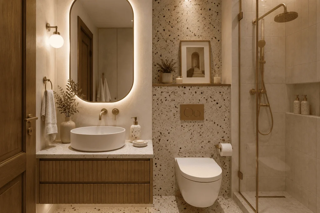 Terrazzo Badezimmer Trend mit Messing
