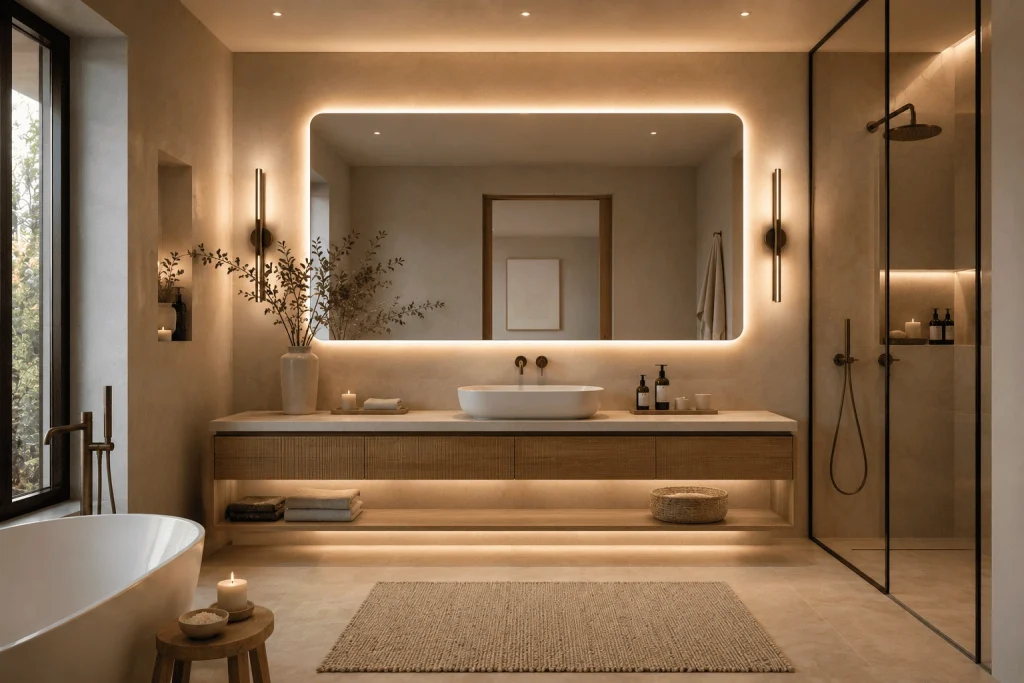 Badezimmer Deko Ideen modern: So gestaltest du dein Bad stilvoll und zeitlos 5 LED-Spiegel Standard im modernen Bad(1)