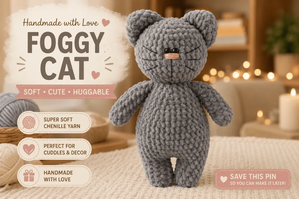 35+ Free Crochet Cat Patterns You’ll Love 4 Foggy Cat