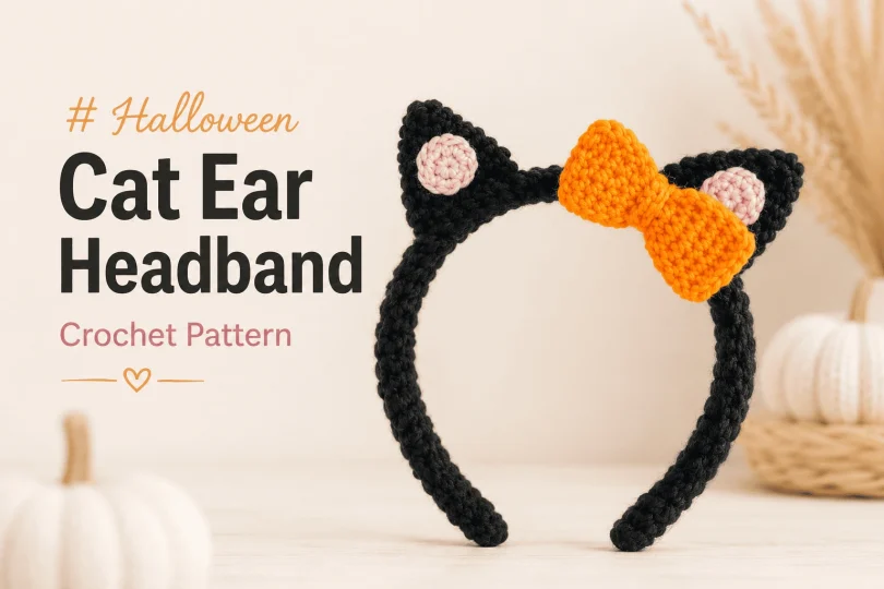 Halloween Cat Ear Headband Crochet Pattern