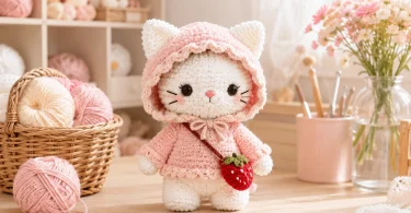 How to Crochet a Cute Cat Amigurumi & Strawberry Purse