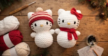 Free Hello Kitty Snowman Crochet Pattern.webp