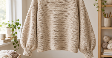 Easy Crochet Sweater Pattern A Beginner-Friendly Boxy Sweater with Balloon Sleeves | XS–5XL