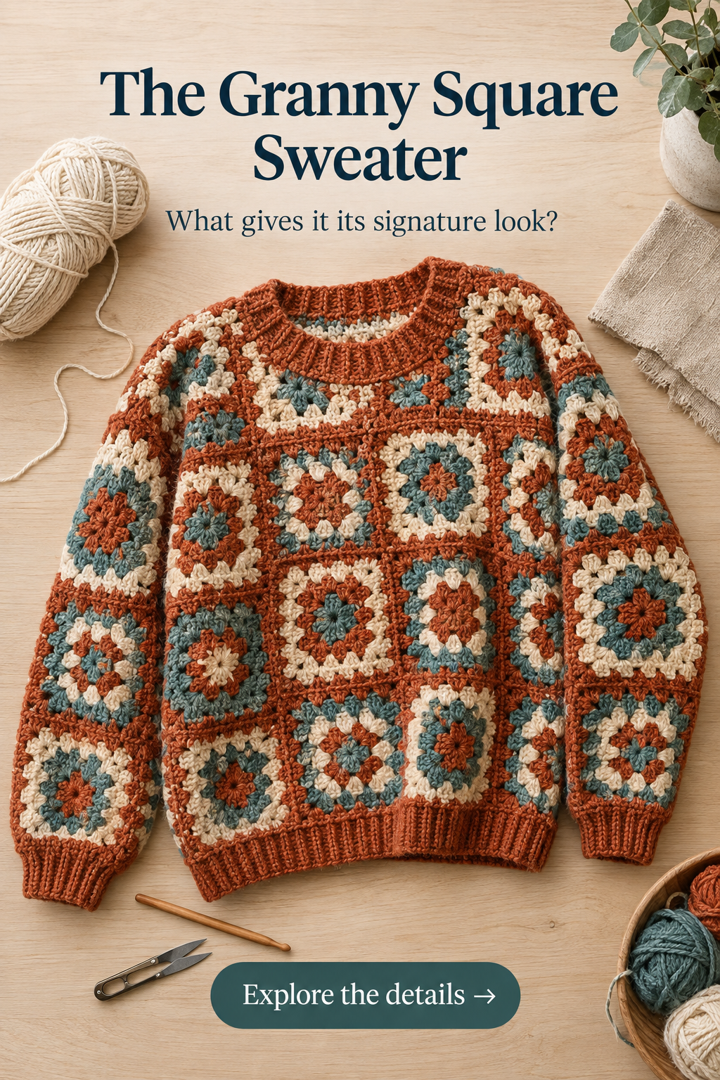 Granny Square Crochet Sweater: Styles, Colors, and Design Tips 2 A granny square crochet sweater as a handmade patchwork garment