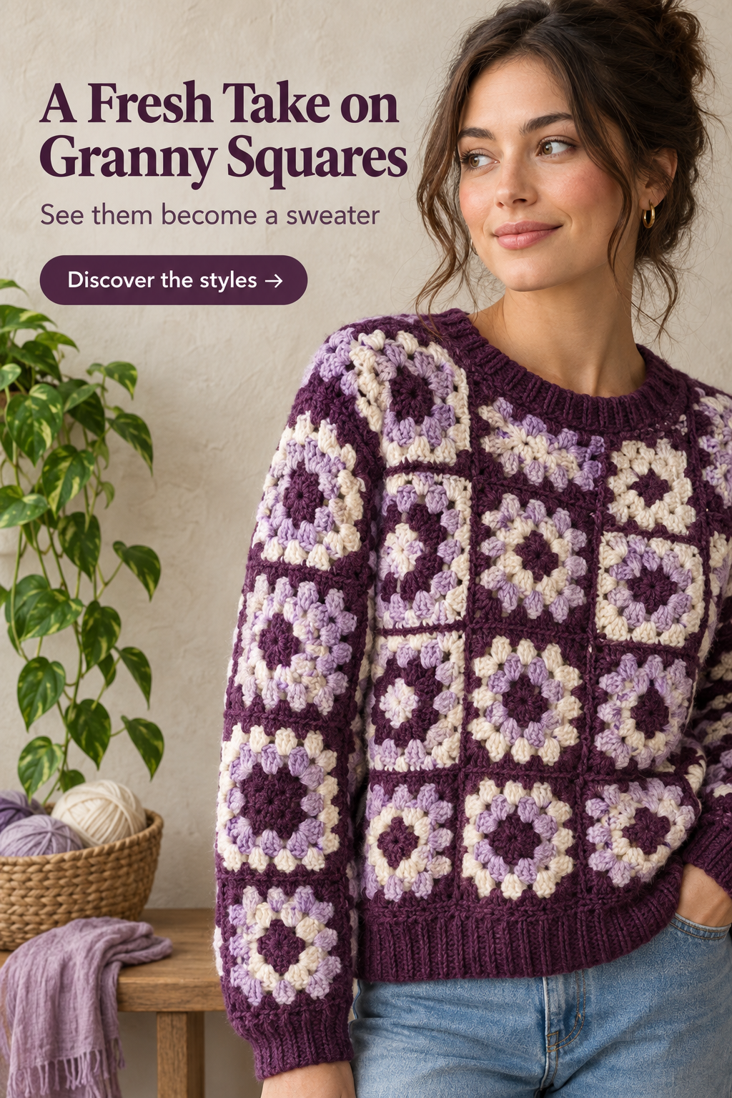 Granny Square Crochet Sweater: Styles, Colors, and Design Tips 5 Design possibilities for a patchwork crochet sweater using granny squares