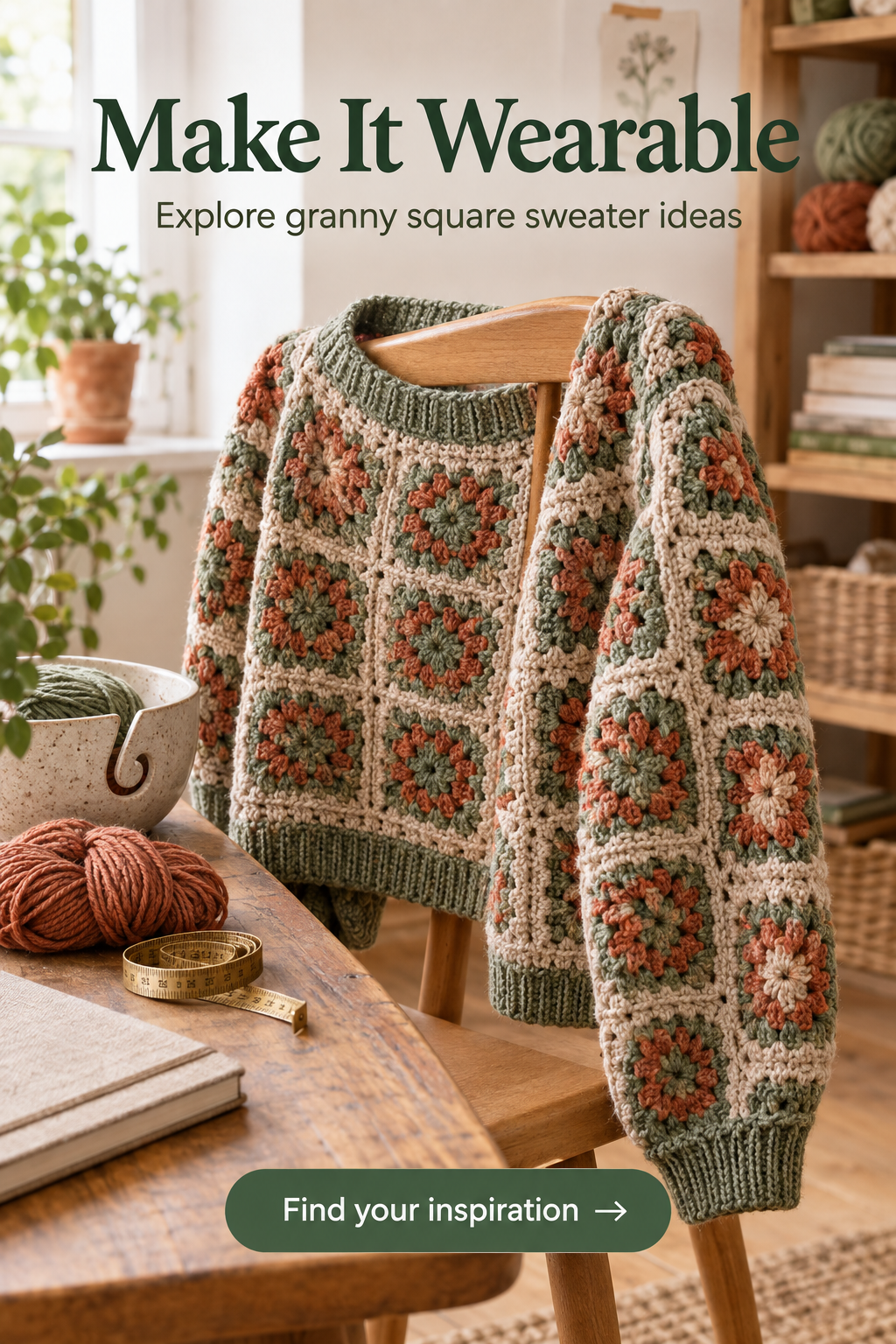 Granny Square Crochet Sweater: Styles, Colors, and Design Tips 3 A granny square pullover as a wearable crochet garment project