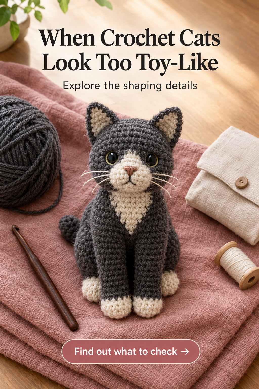 A guide to crochet cat shaping and finishing details for a more lifelike amigurumi cat