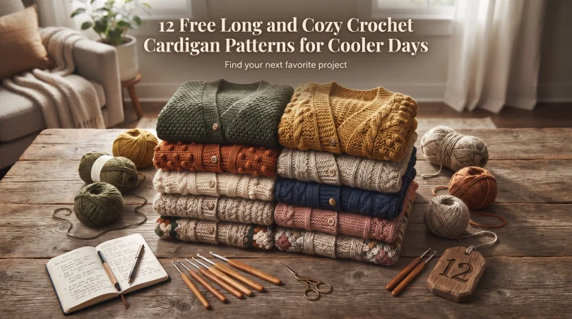 12 Free Long and Cozy Crochet Cardigan Patterns for Cooler Days