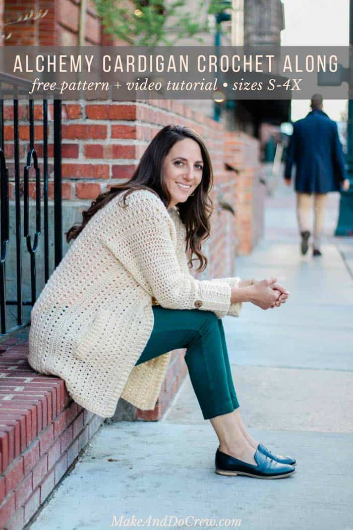 12 Easy Free Crochet Cardigan Patterns for Relaxed Everyday Layers 4 Alchemy Cardigan — crochet cardigan pattern photo from Make & Do Crew