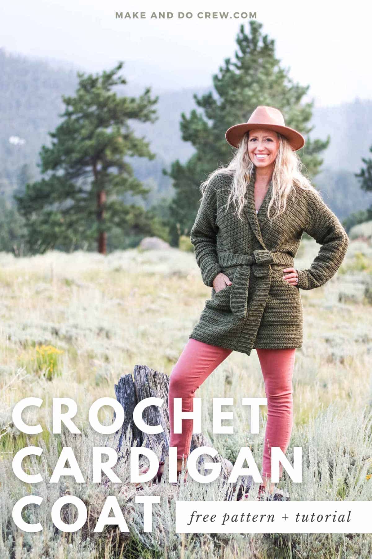 Backpacker Belted Cardigan — crochet cardigan pattern photo from Make & Do Crew