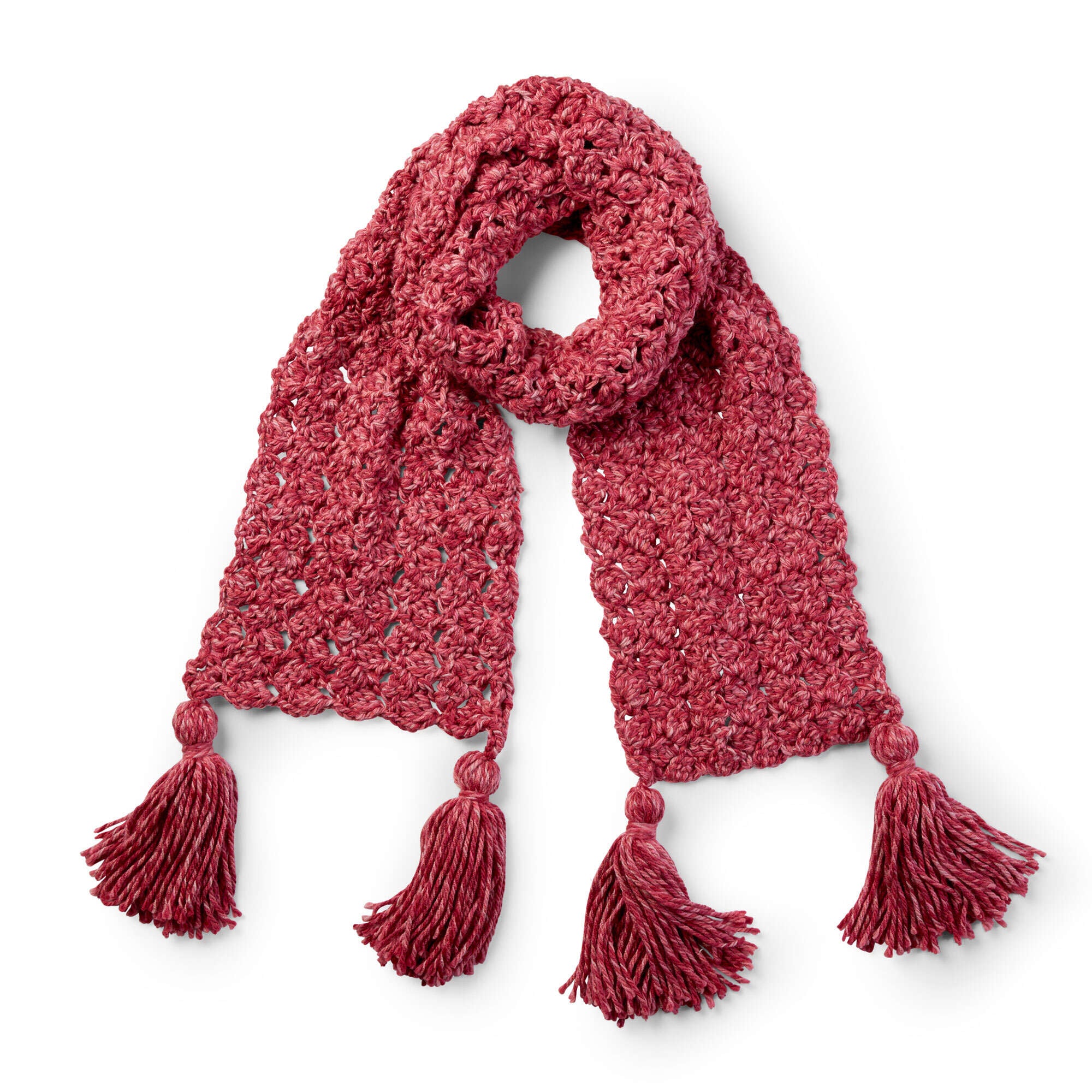Bernat Pump Up the Volume Crochet Scarf shown in the original Yarnspirations pattern photograph