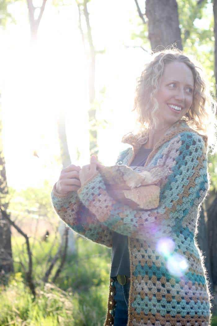 Campfire Hexagon Cardigan — crochet cardigan pattern photo from Make & Do Crew