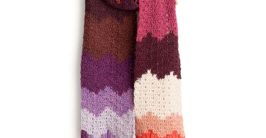 Caron Crochet Big Bargello Bands Scarf shown in the original Yarnspirations pattern photograph