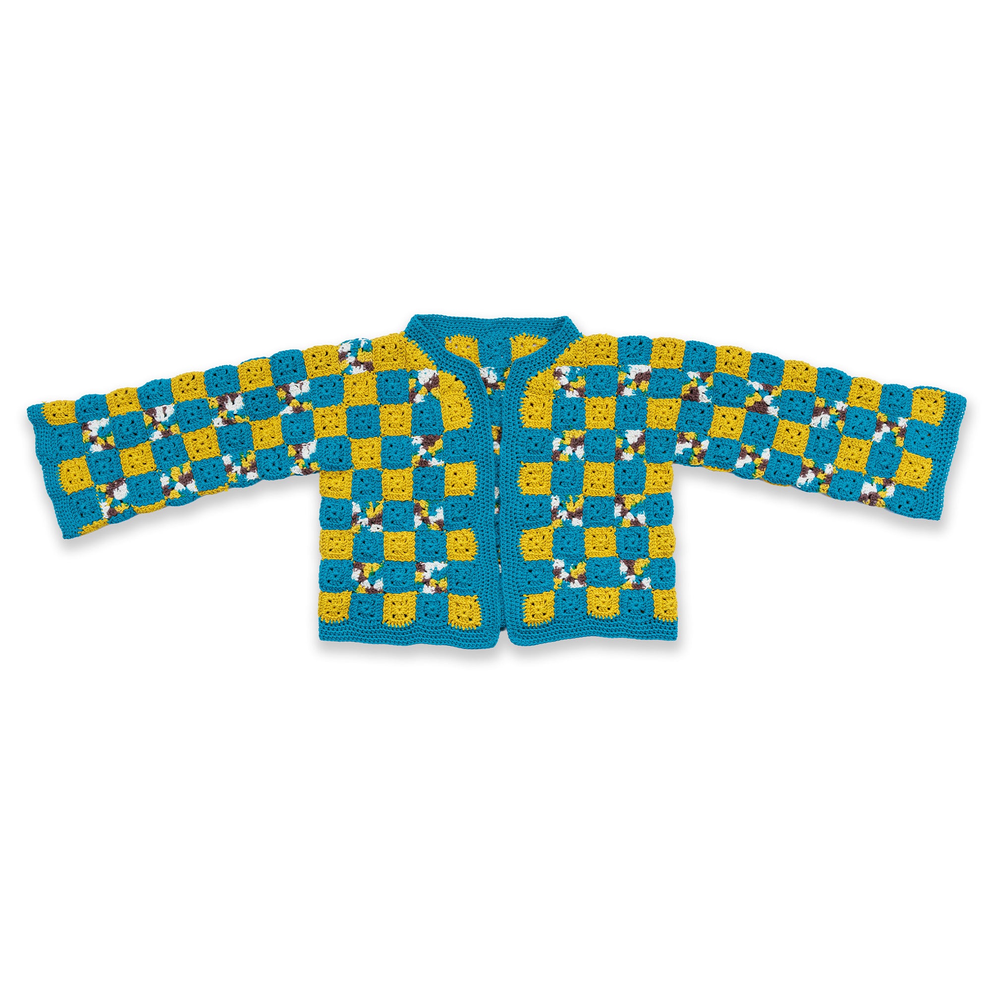 Caron Crochet Quilt Style Cardigan — crochet cardigan pattern photo from Yarnspirations