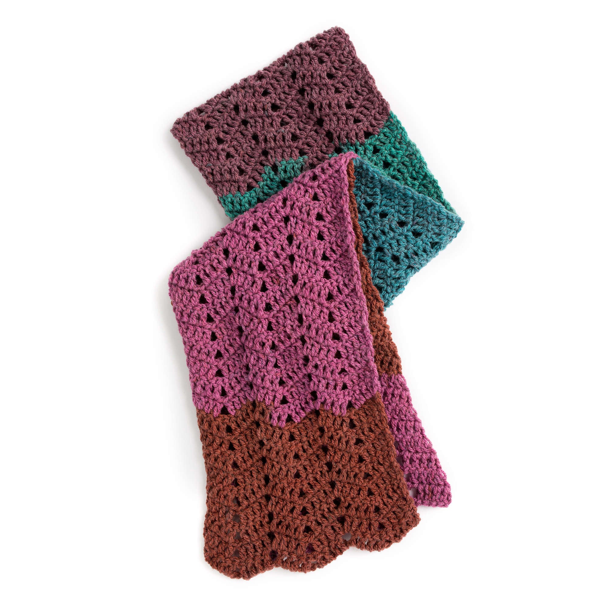 Caron Crochet Waves Scarf shown in the original Yarnspirations pattern photograph