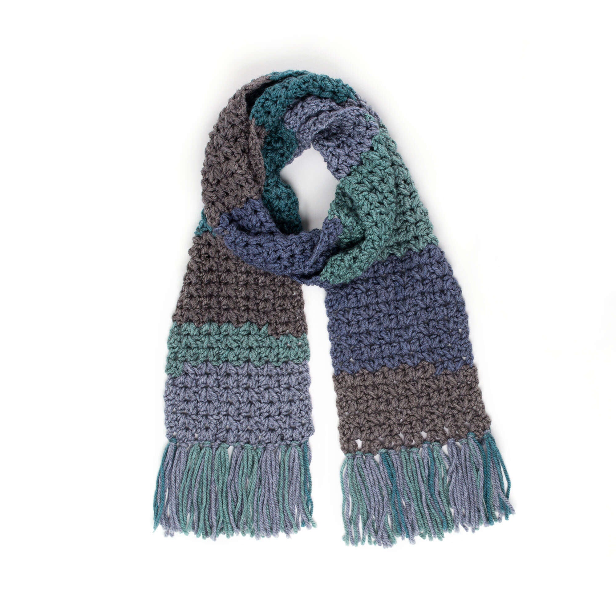Caron Crochet Winter Scarf shown in the original Yarnspirations pattern photograph