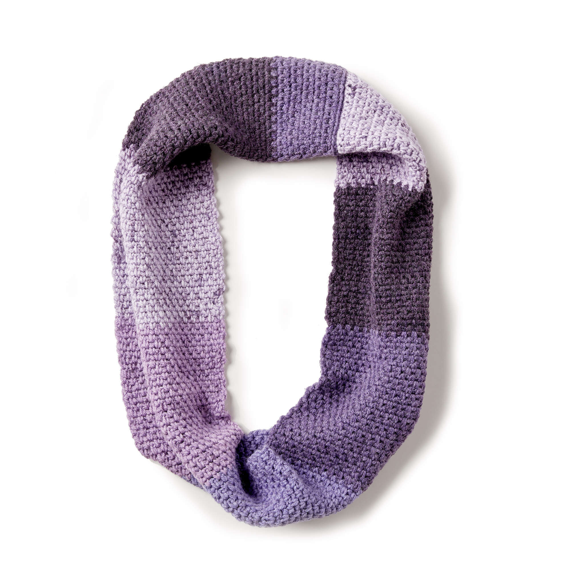 Caron Granite Stitch Crochet Cowl shown in the original Yarnspirations pattern photograph