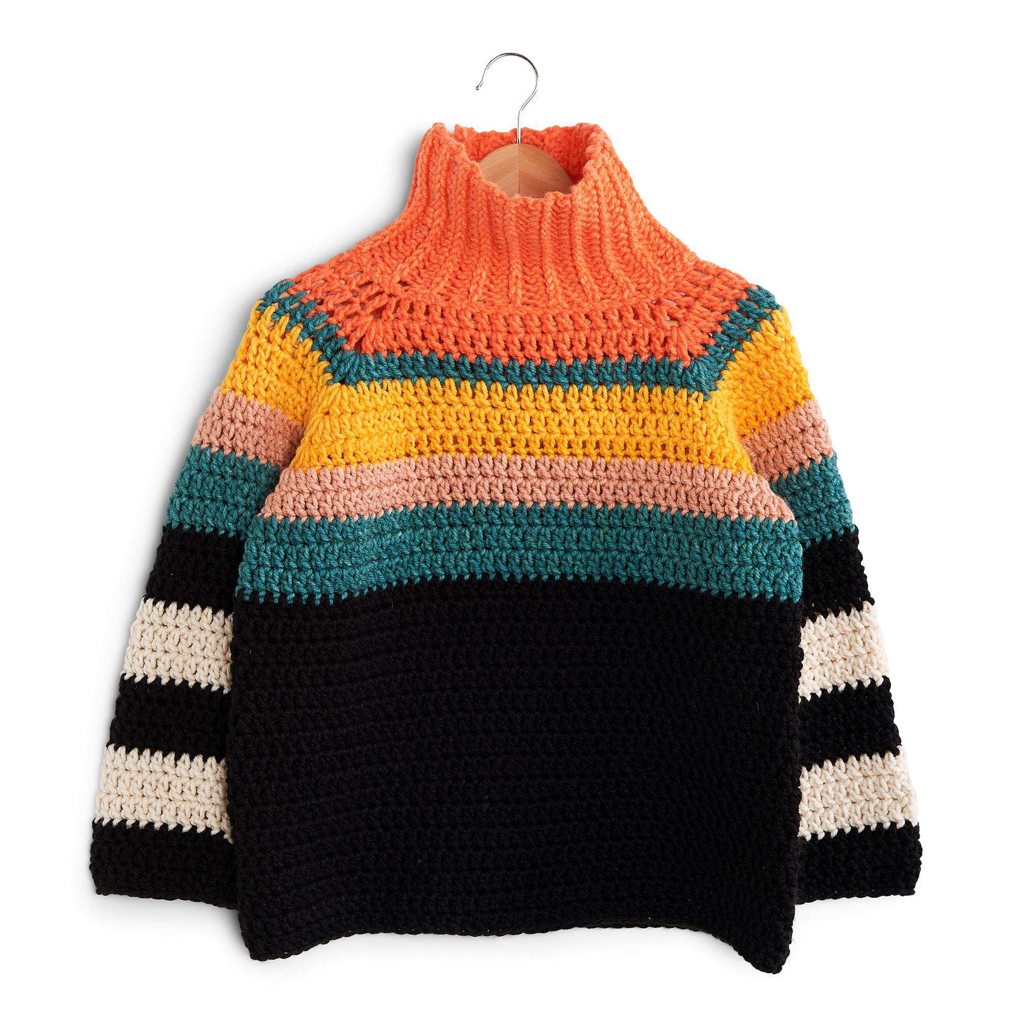Caron Stripe It From the Top Crochet Sweater crochet garment shown in the original pattern photograph