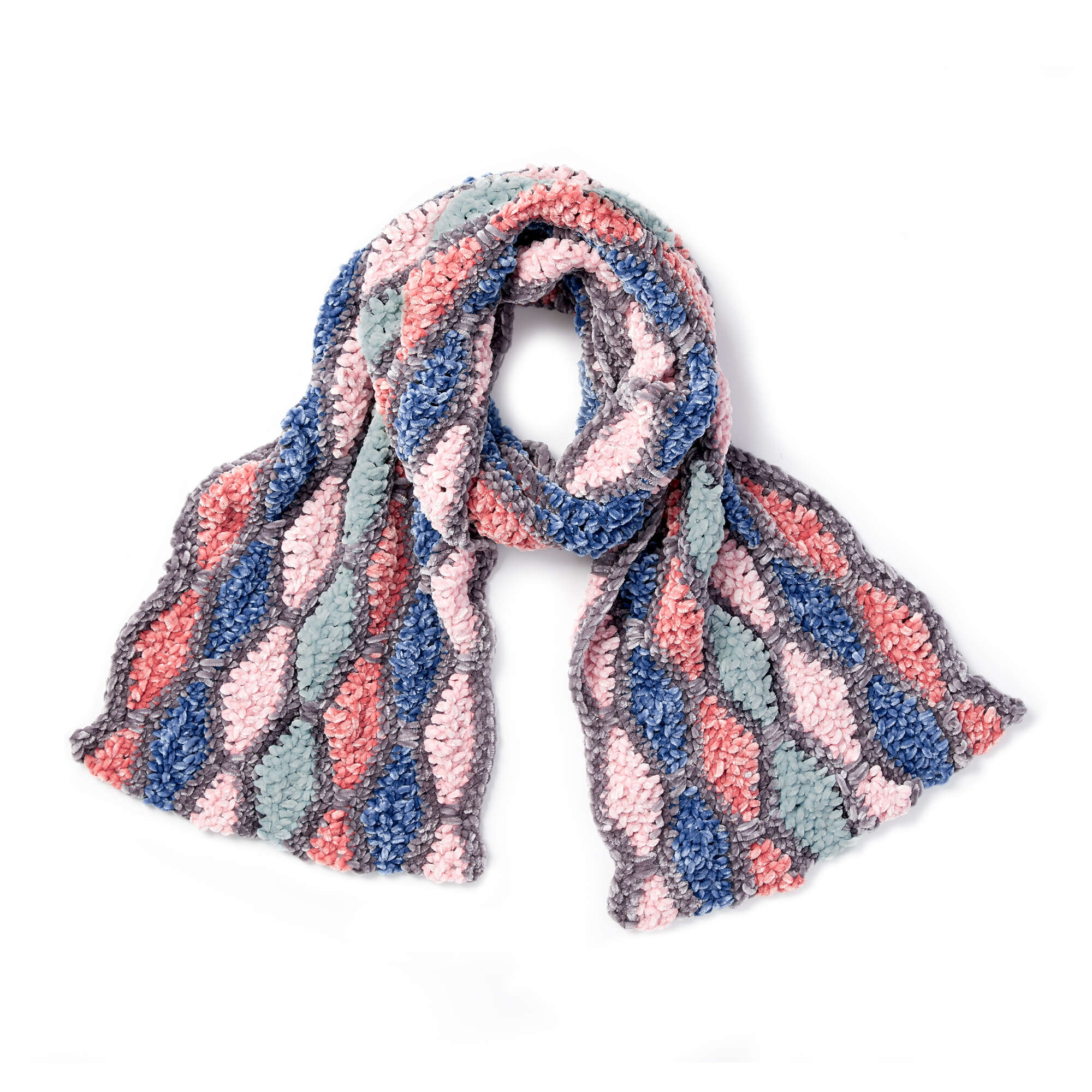 Diamond Wave Crochet Scarf shown in the original Yarnspirations pattern photograph
