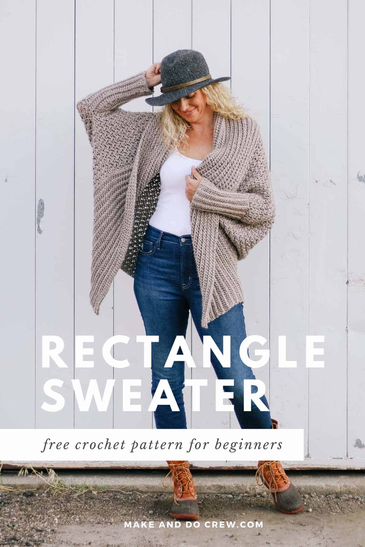 12 Easy Free Crochet Cardigan Patterns for Relaxed Everyday Layers 3 Habitat Rectangle Cardigan — crochet cardigan pattern photo from Make & Do Crew