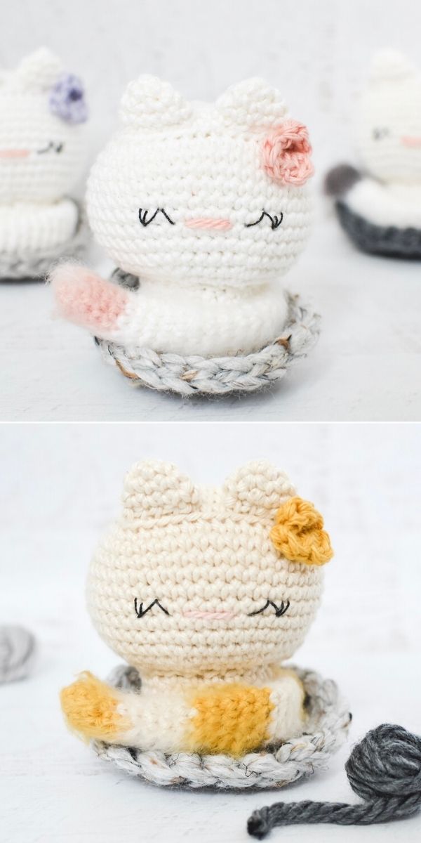 5 Free Mini Crochet Cat Patterns for Keychains and Tiny Gifts 5 Small crocheted kitty amigurumi by Keke Grace
