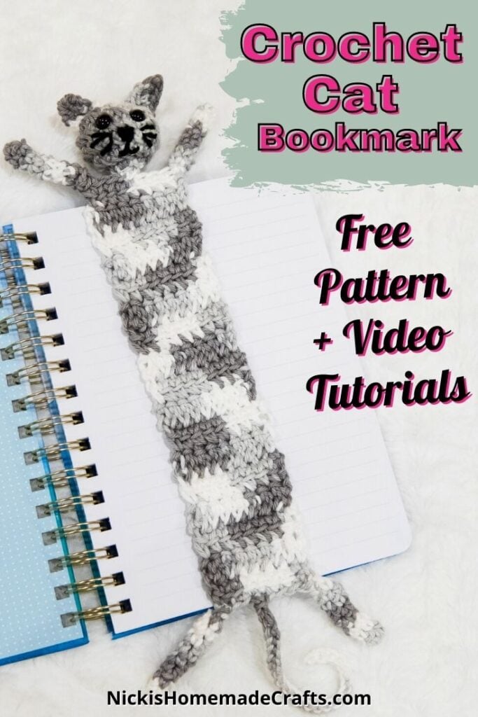 Linked-Stitch Cat Bookmark crochet project by Nicki's Homemade Crafts
