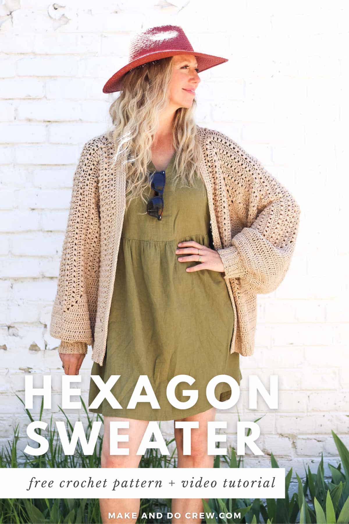 Mezzo Hexagon Cardigan — crochet cardigan pattern photo from Make & Do Crew