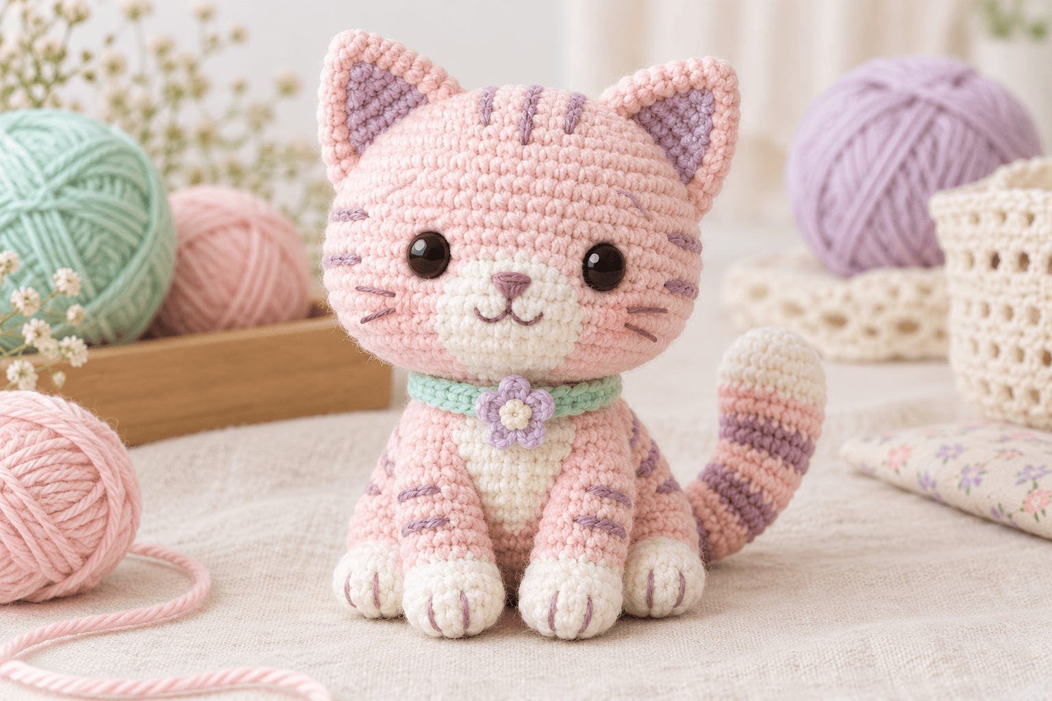 35+ Free Crochet Cat Patterns You’ll Love 13 Soft pastel crochet cat amigurumi pattern inspiration