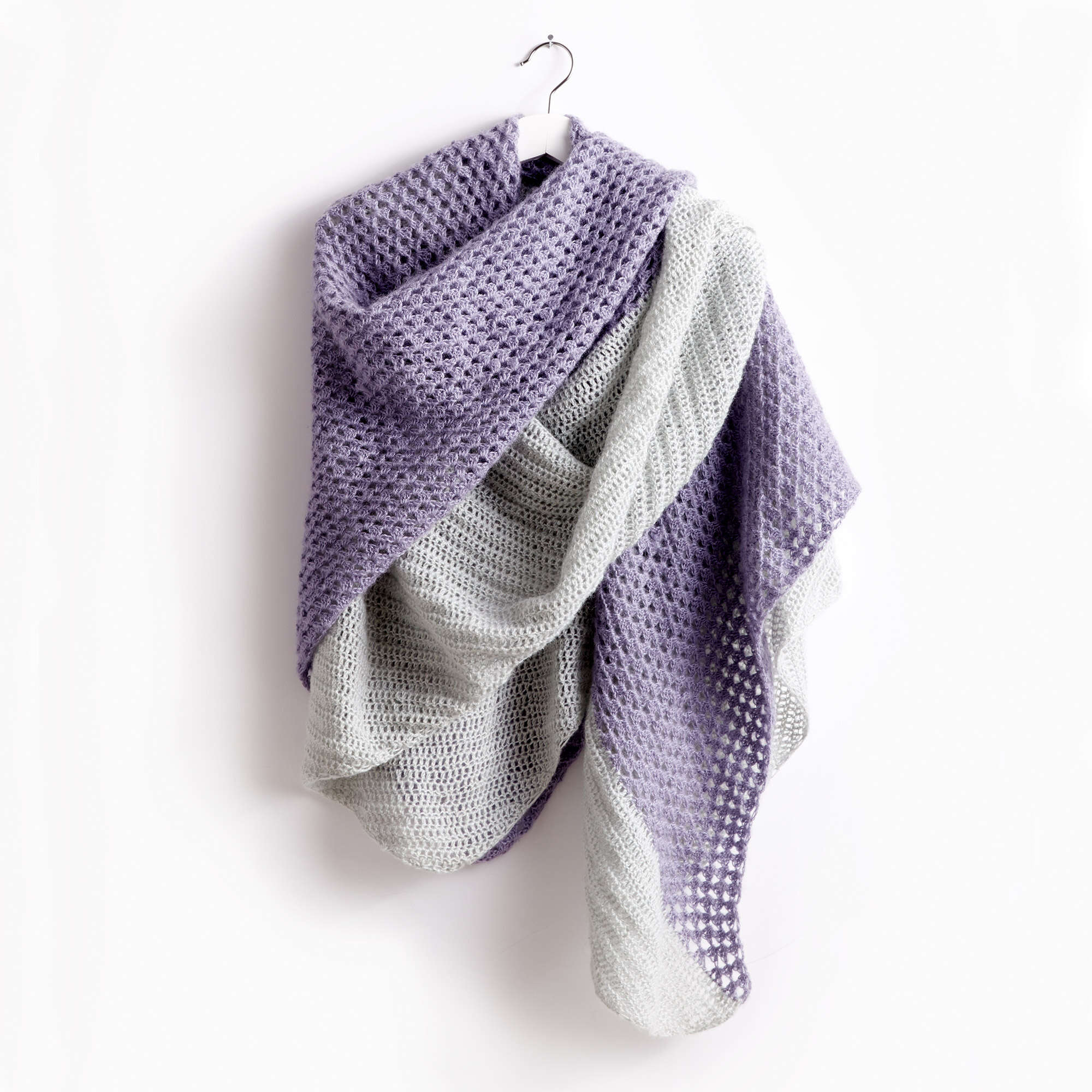 Patons Crochet Lace Blanket Scarf shown in the original Yarnspirations pattern photograph