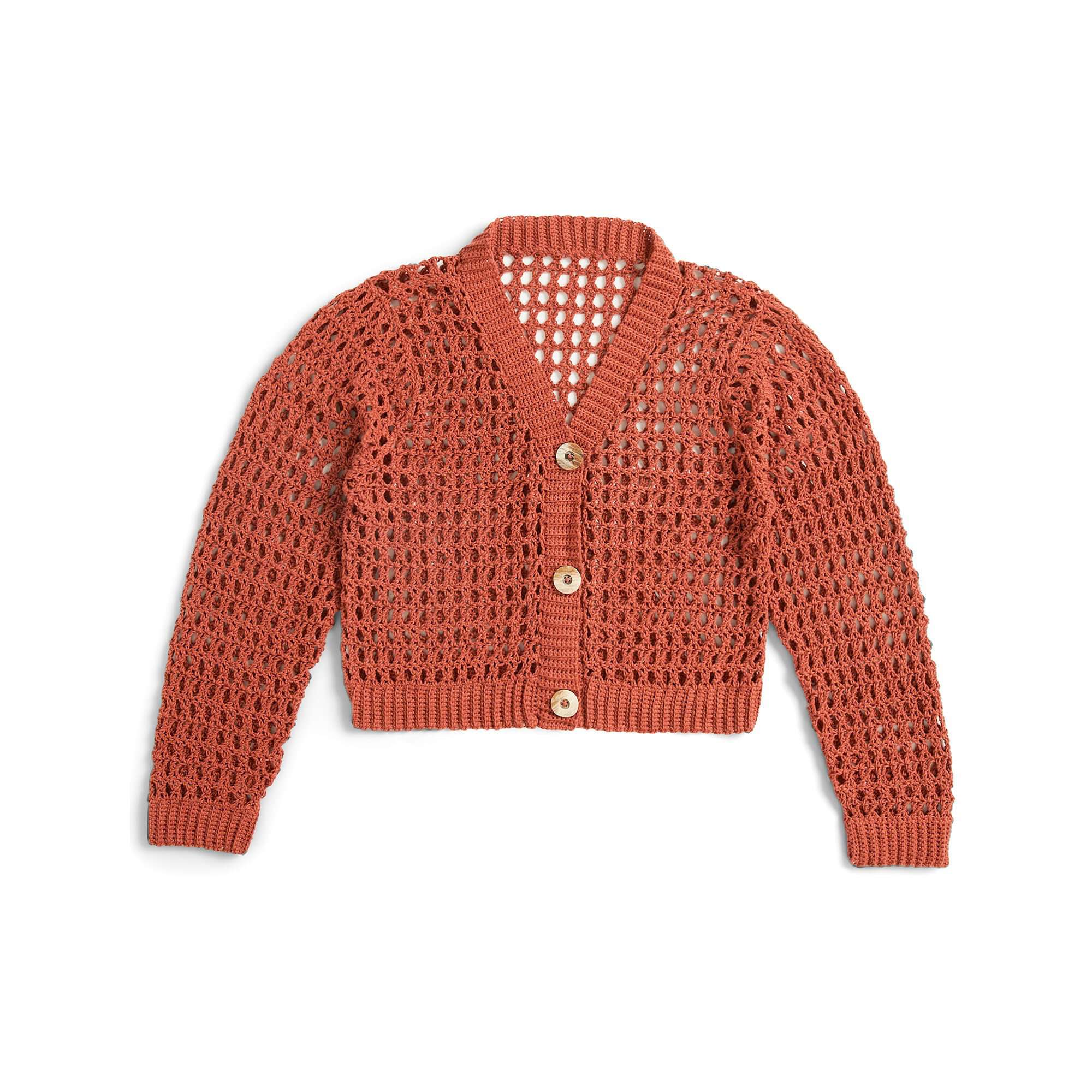 Patons Crochet Mesh Cardigan — crochet cardigan pattern photo from Yarnspirations