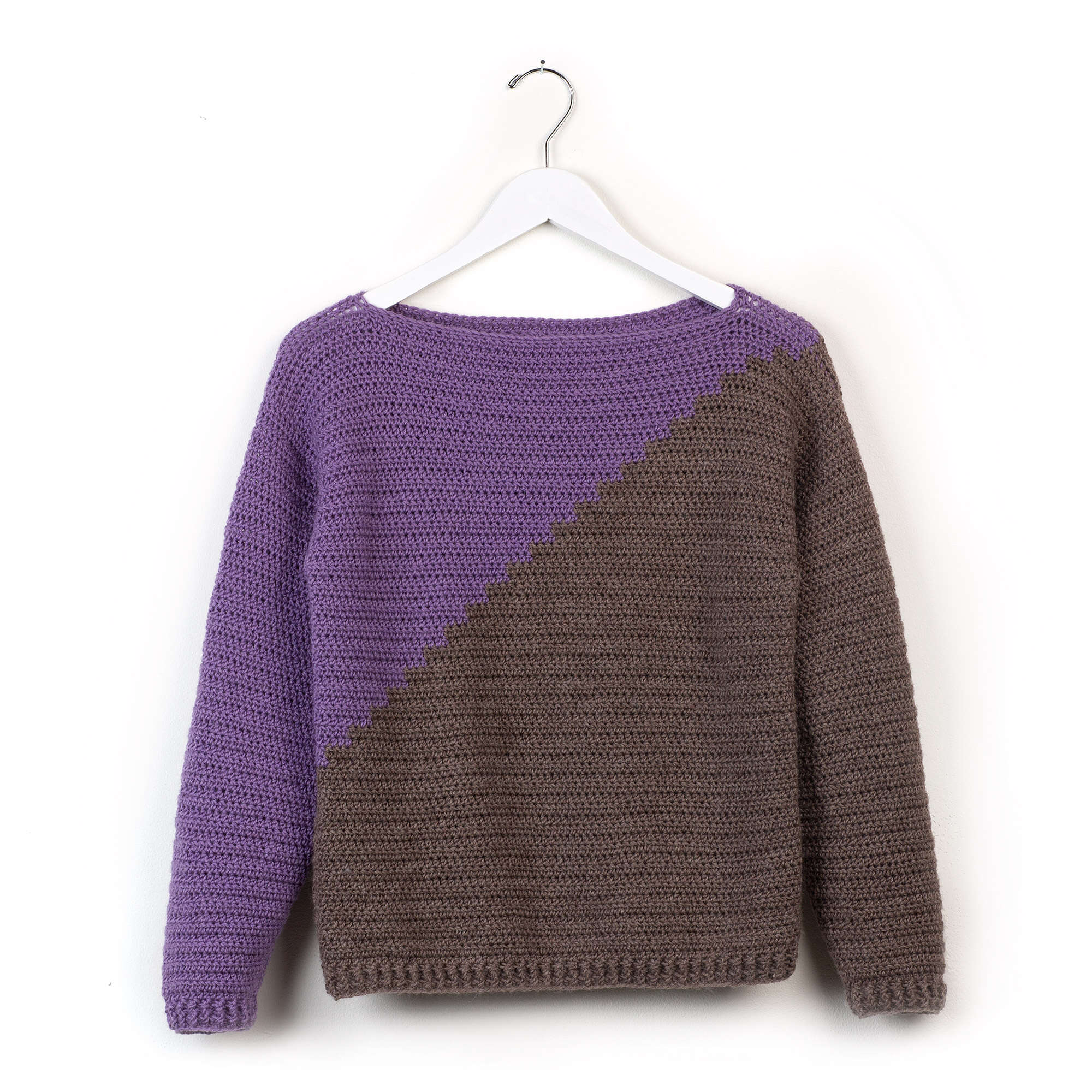Patons Slanted and Enchanted Crochet Sweater crochet sweater shown in the original Yarnspirations photograph