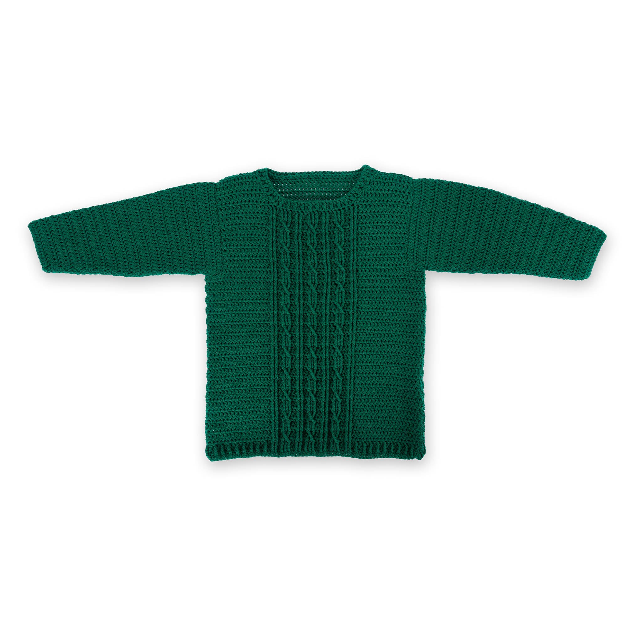 Red Heart Crochet Snuggle Sweater crochet sweater shown in the original Yarnspirations photograph