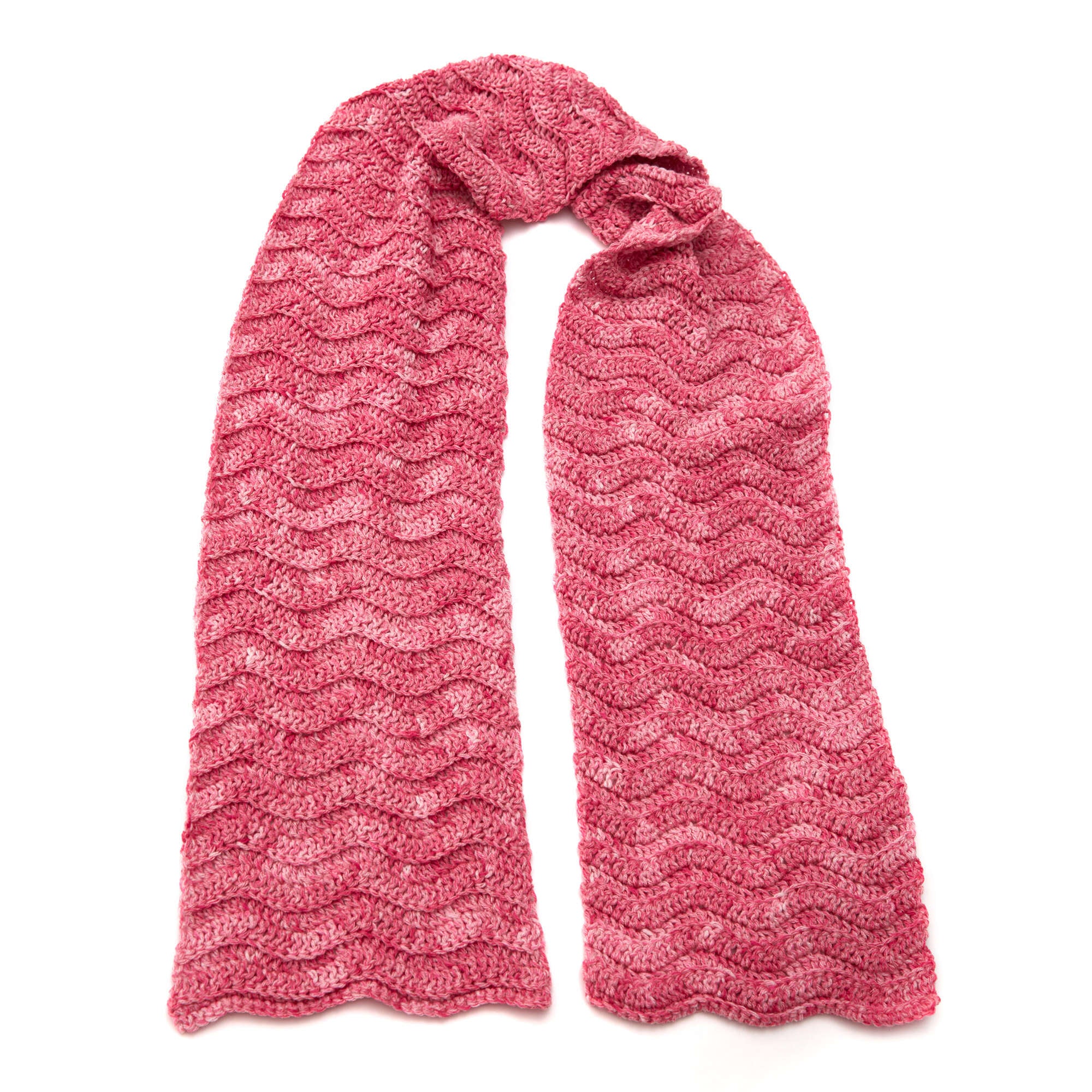 Red Heart Crochet Speckled Super Scarf shown in the original Yarnspirations pattern photograph