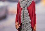 Red Heart Crochet Wavy Ridge Super Scarf shown in the original Yarnspirations pattern photograph