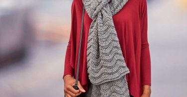 Red Heart Crochet Wavy Ridge Super Scarf shown in the original Yarnspirations pattern photograph