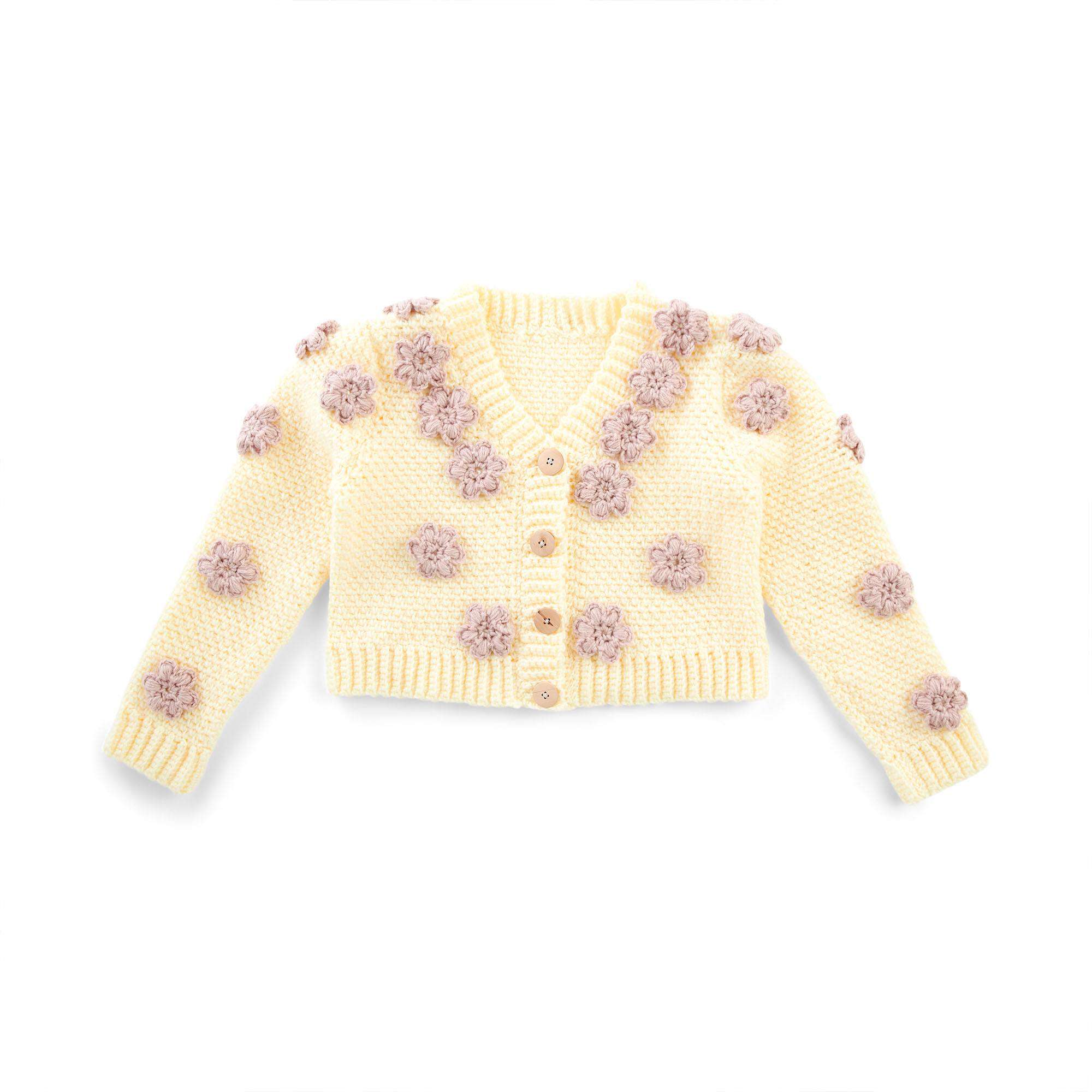 Red Heart Flower Passion Crochet Cardigan — crochet cardigan pattern photo from Yarnspirations
