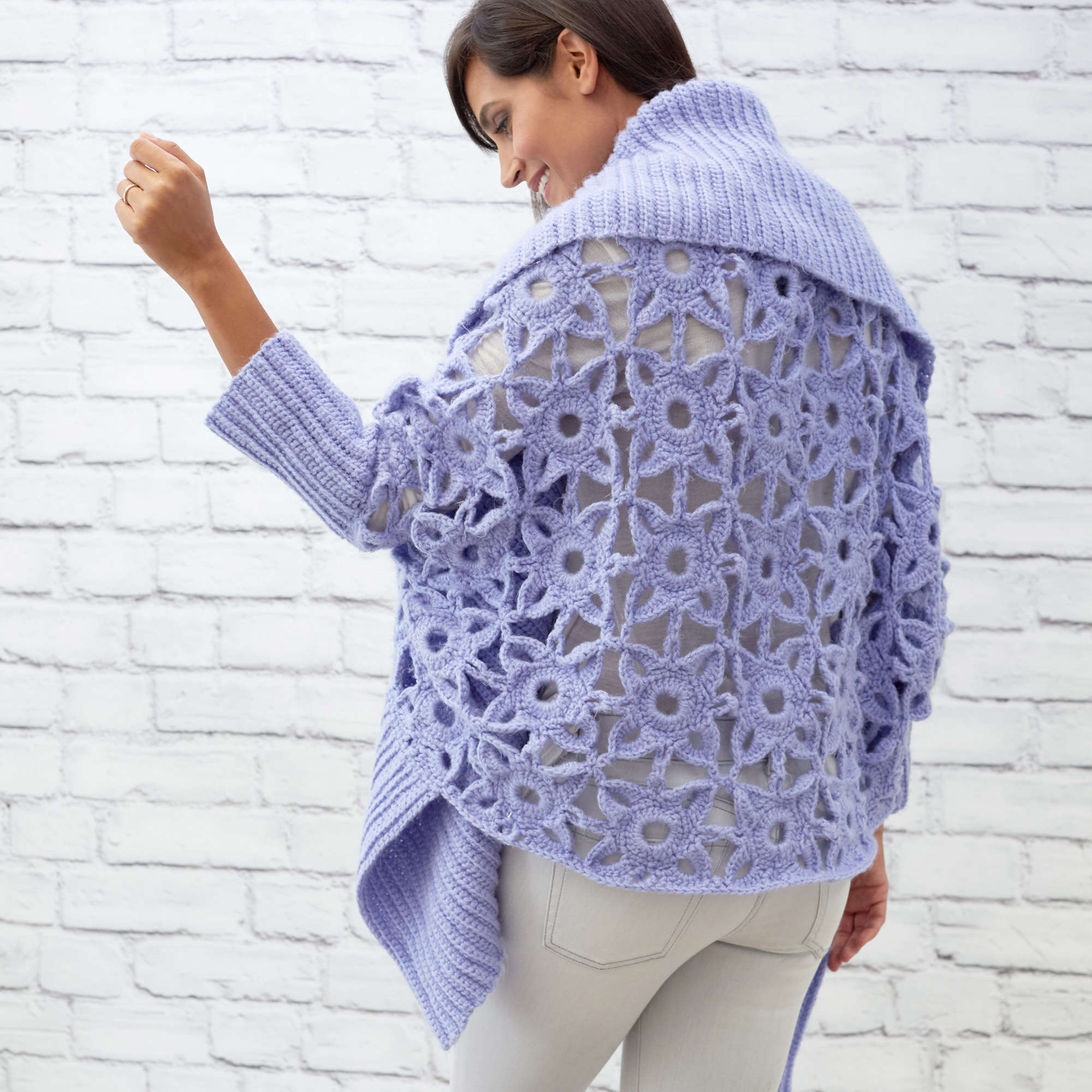 Red Heart Granny Lace Crochet Cardigan — crochet cardigan pattern photo from Yarnspirations
