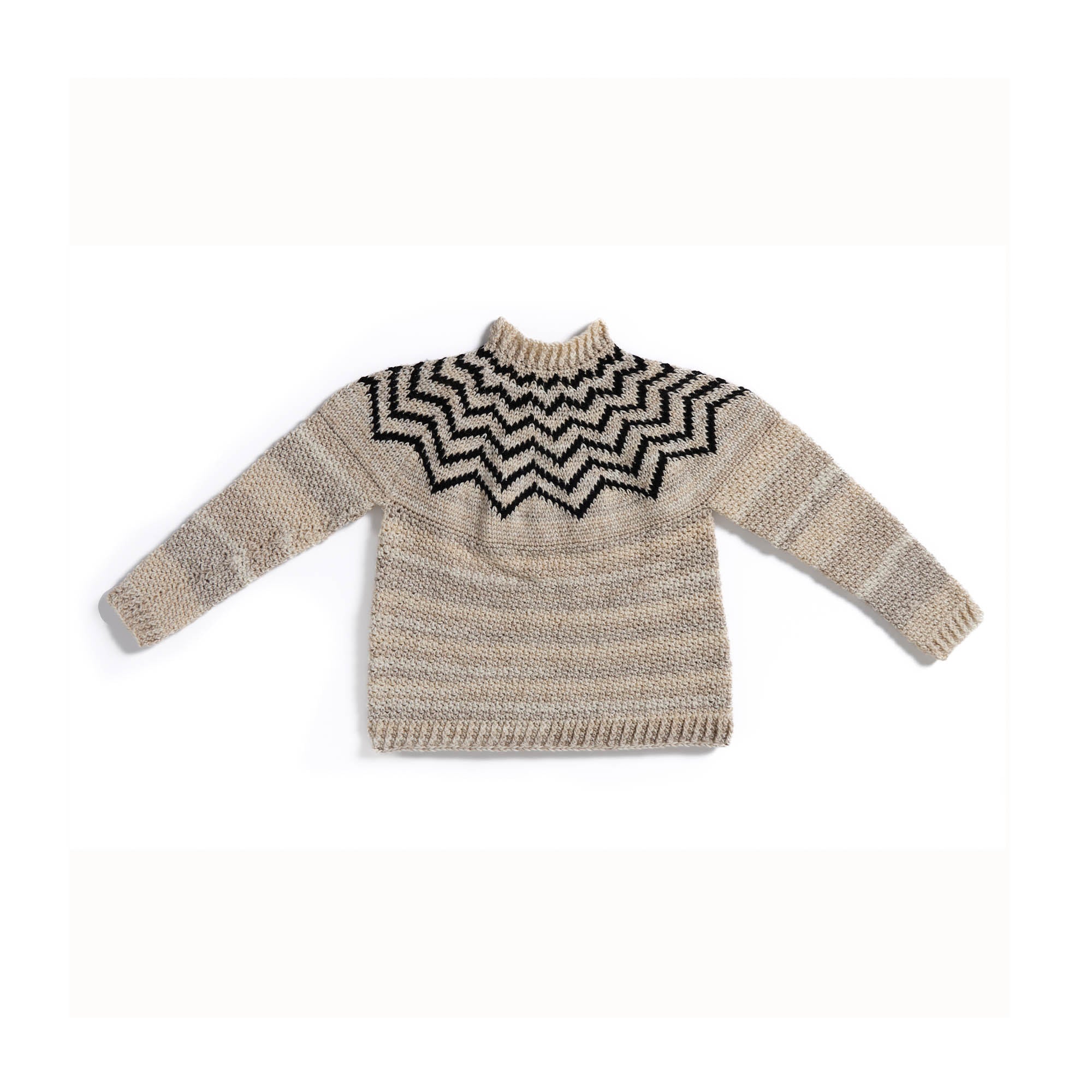 Red Heart Moonbeam Yoke Crochet Sweater crochet sweater shown in the original Yarnspirations photograph