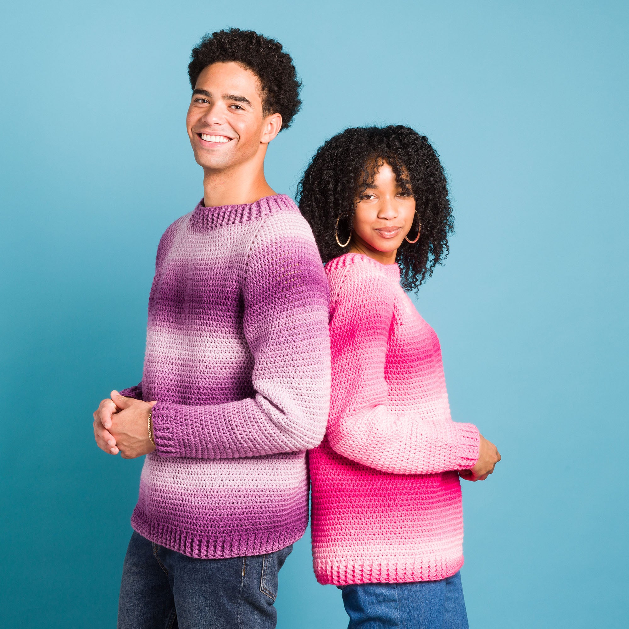 Red Heart Started From the Top Crochet Pullover original crochet pullover photograph